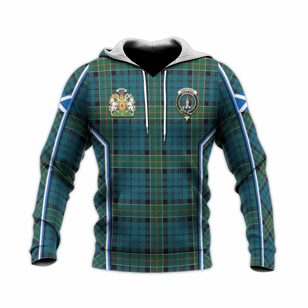 Kirkpatrick Tartan Crest Knitted Hoodie Scotland Coat of Arm Flag Style - Tartan Vibes Clothing