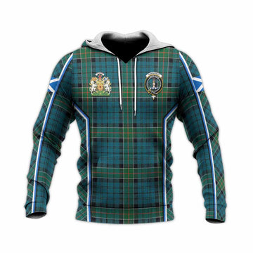 Kirkpatrick Tartan Crest Knitted Hoodie Scotland Coat of Arm Flag Style - Tartan Vibes Clothing