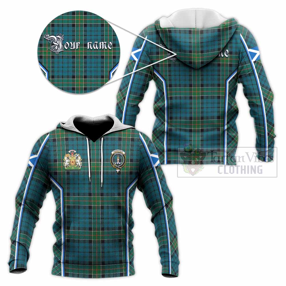 Kirkpatrick Tartan Crest Knitted Hoodie Scotland Coat of Arm Flag Style - Tartan Vibes Clothing