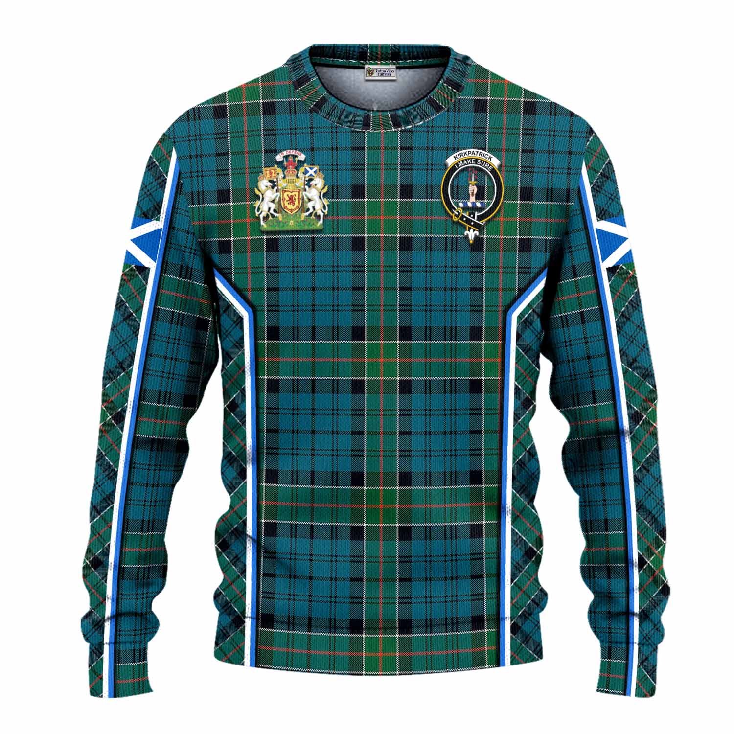 Kirkpatrick Tartan Crest Knitted Sweater Scotland Coat of Arm Flag Style - Tartan Vibes Clothing