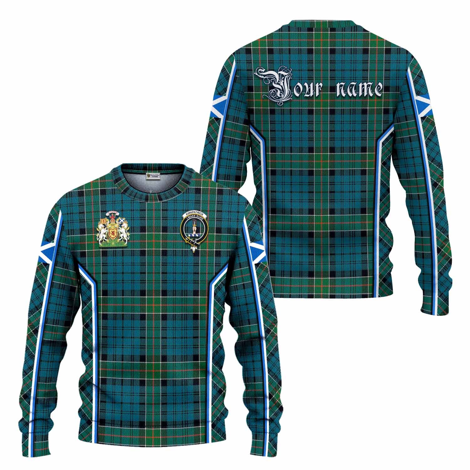Kirkpatrick Tartan Crest Knitted Sweater Scotland Coat of Arm Flag Style - Tartan Vibes Clothing