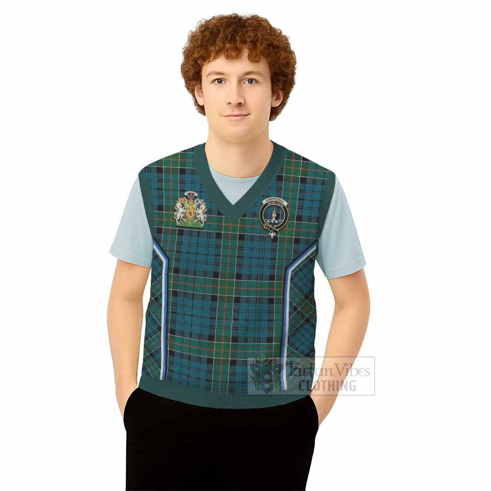Kirkpatrick Tartan Crest Knitted V-Neck Vest Scotland Coat of Arm Flag Style - Tartan Vibes Clothing