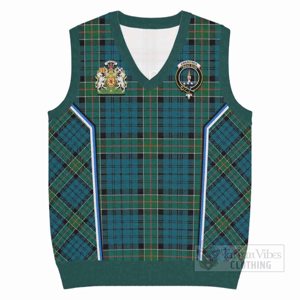 Kirkpatrick Tartan Crest Knitted V-Neck Vest Scotland Coat of Arm Flag Style - Tartan Vibes Clothing