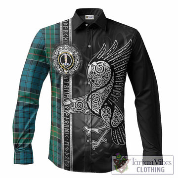 Kirkpatrick Tartan Crest Long Sleeve Button Shirts Norse Mythology Viking Odin Crow Tattoo