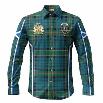 Kirkpatrick Tartan Crest Long Sleeve Button Shirts Scotland Coat of Arm Flag Style