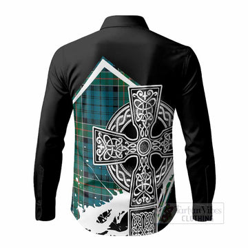 Kirkpatrick Tartan Crest Long Sleeve Button Shirts Scottish Celtic Cross Heritage