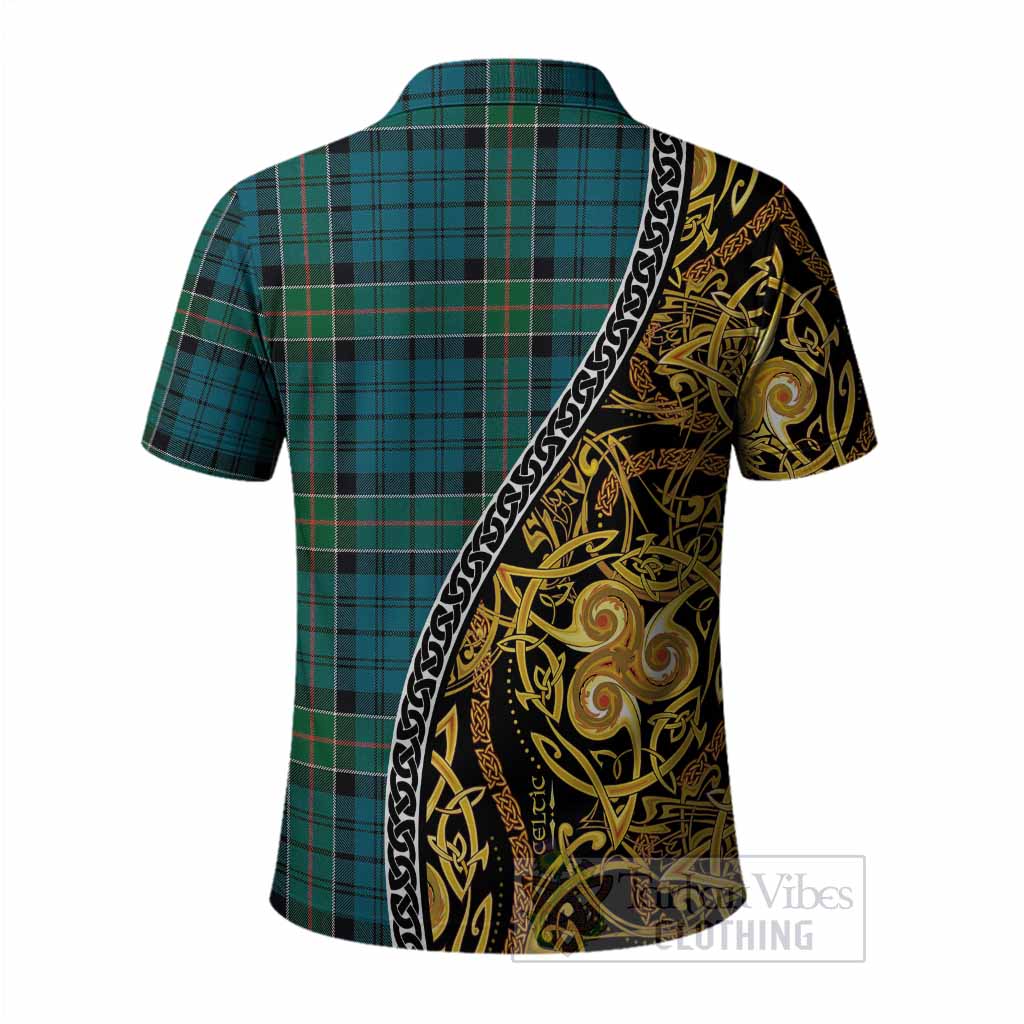 Kirkpatrick Tartan Crest Polo Shirt Celtic Knot and Triple Trickle Spiral Symbols