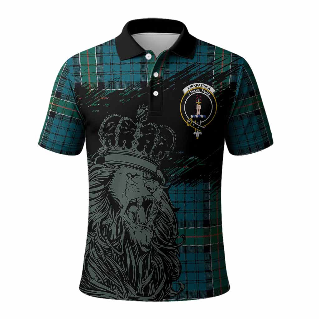 Kirkpatrick Tartan Crest Polo Shirt Crowned Lion Heritage Style