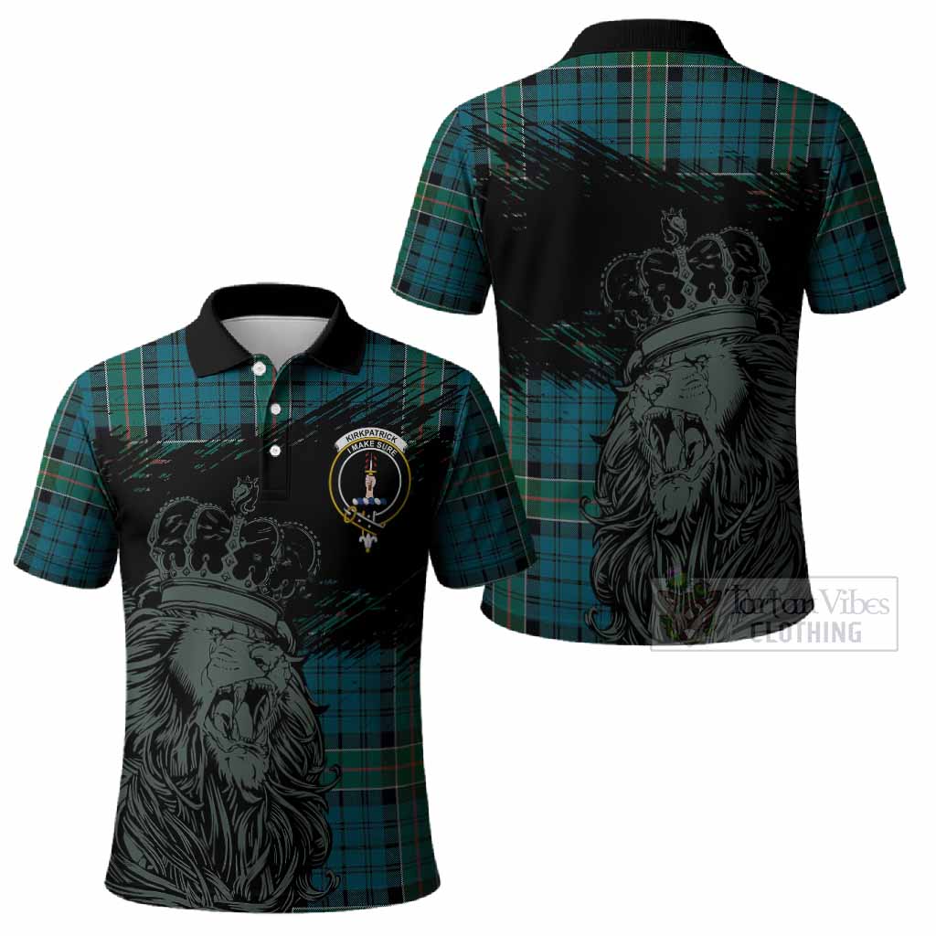 Kirkpatrick Tartan Crest Polo Shirt Crowned Lion Heritage Style