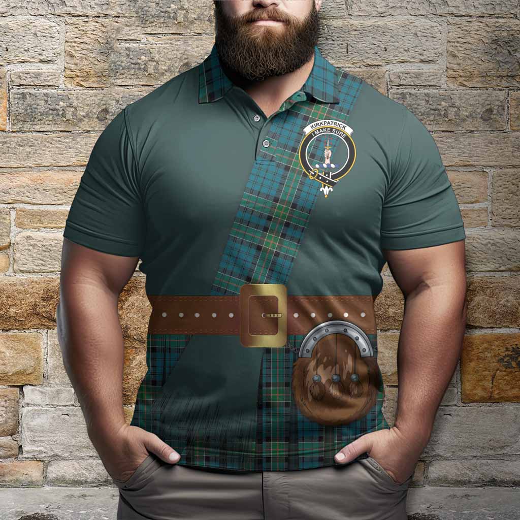 Kirkpatrick Tartan Crest Polo Shirt Kilt Costume Style