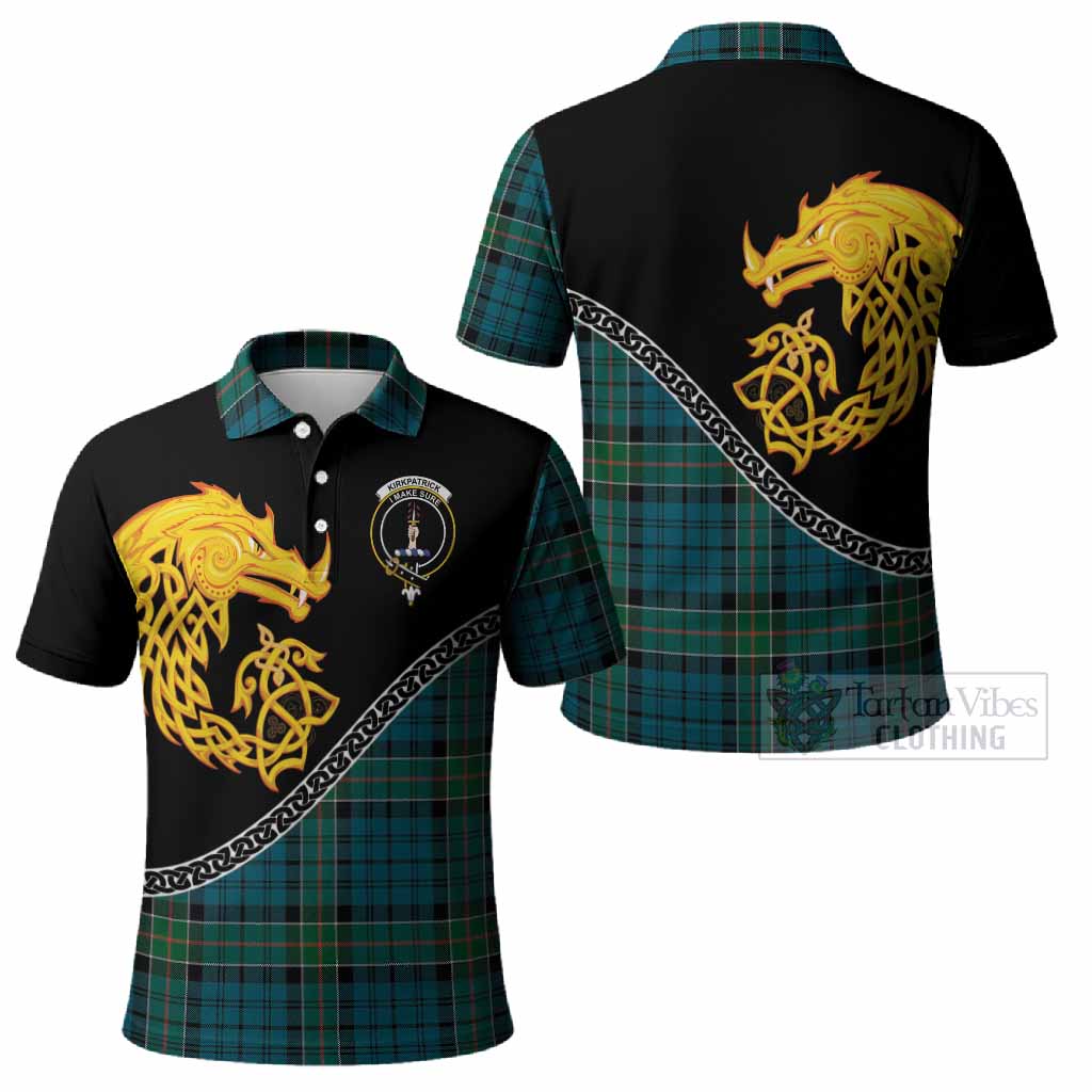 Kirkpatrick Tartan Crest Polo Shirt Legendary Dragon Knot Half Style
