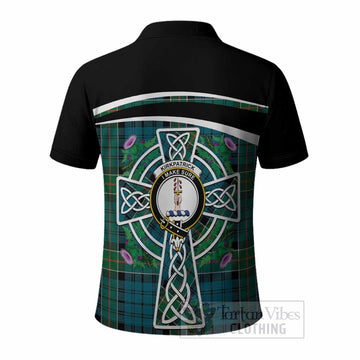 Kirkpatrick Tartan Crest Polo Shirt Scottish Thistle Celtic Cross Alba Gu Brath