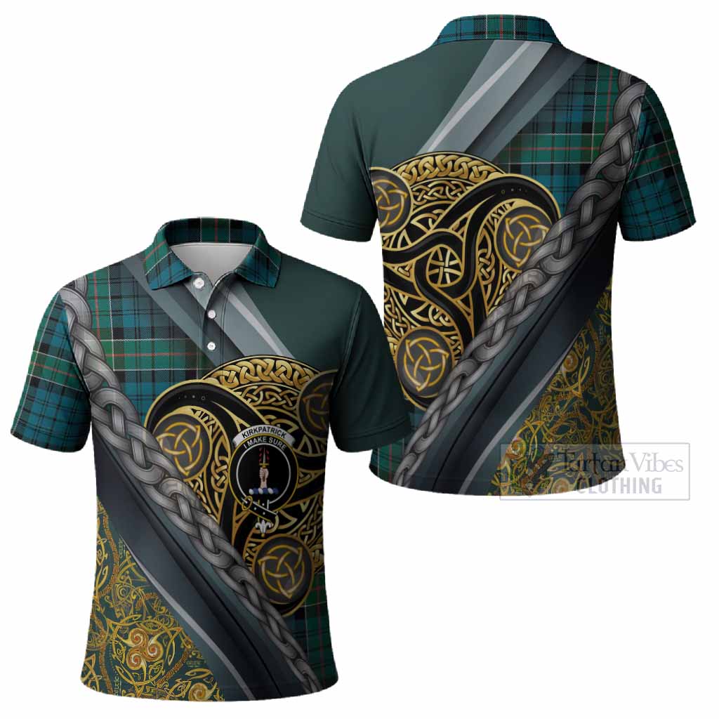 Kirkpatrick Tartan Crest Polo Shirt Scottish Triskele Celtic