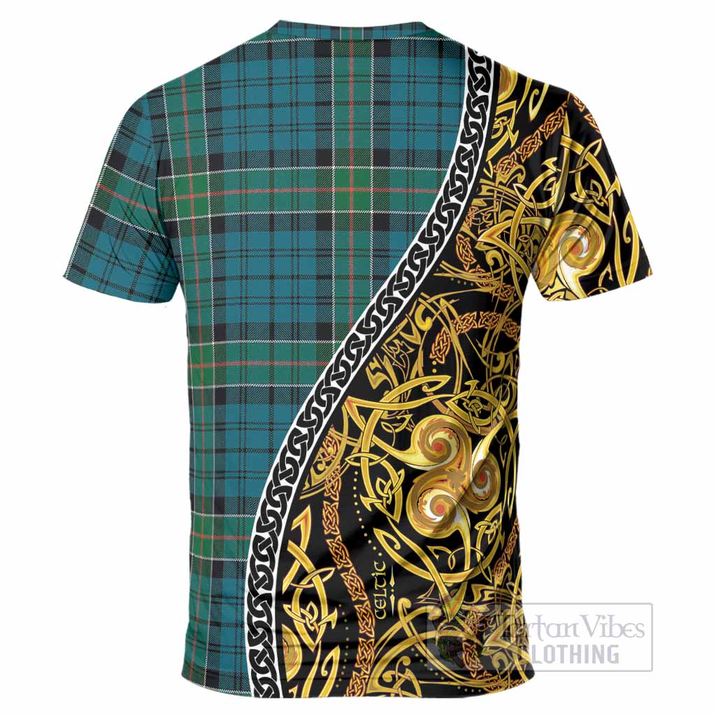 Kirkpatrick Tartan Crest T-Shirt Celtic Knot and Triple Trickle Spiral Symbols