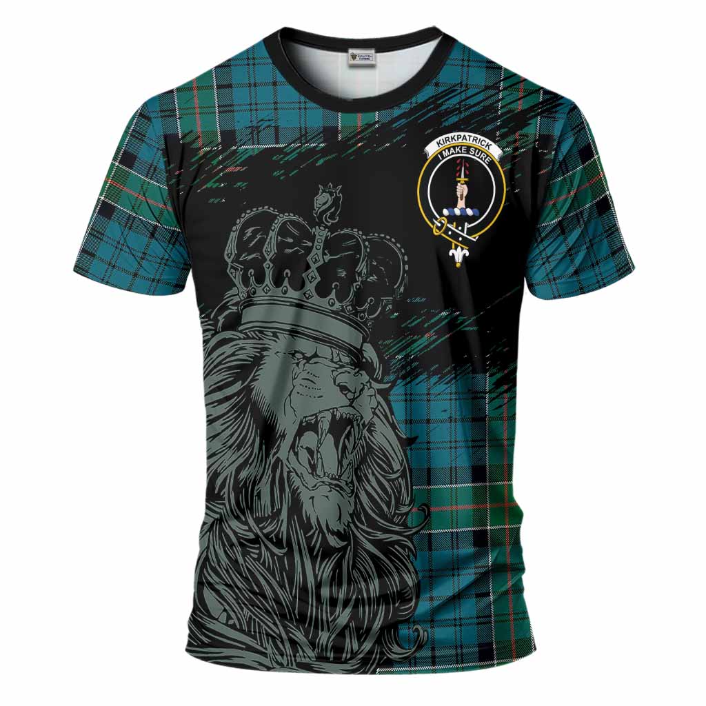 Kirkpatrick Tartan Crest T-Shirt Crowned Lion Heritage Style