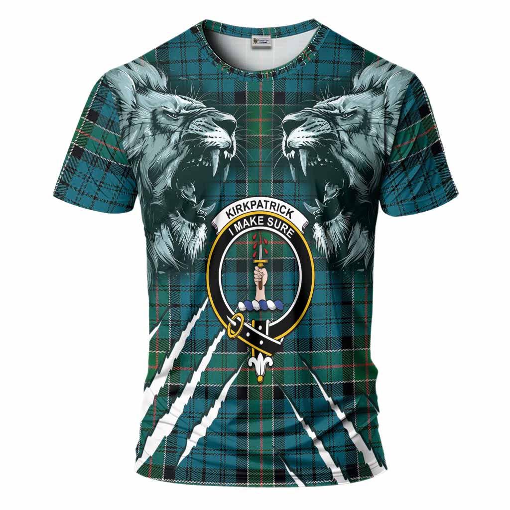 Kirkpatrick Tartan Crest T-Shirt Ferocious Lion Style