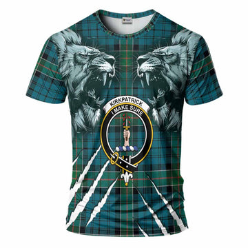 Kirkpatrick Tartan Crest T-Shirt Ferocious Lion Style