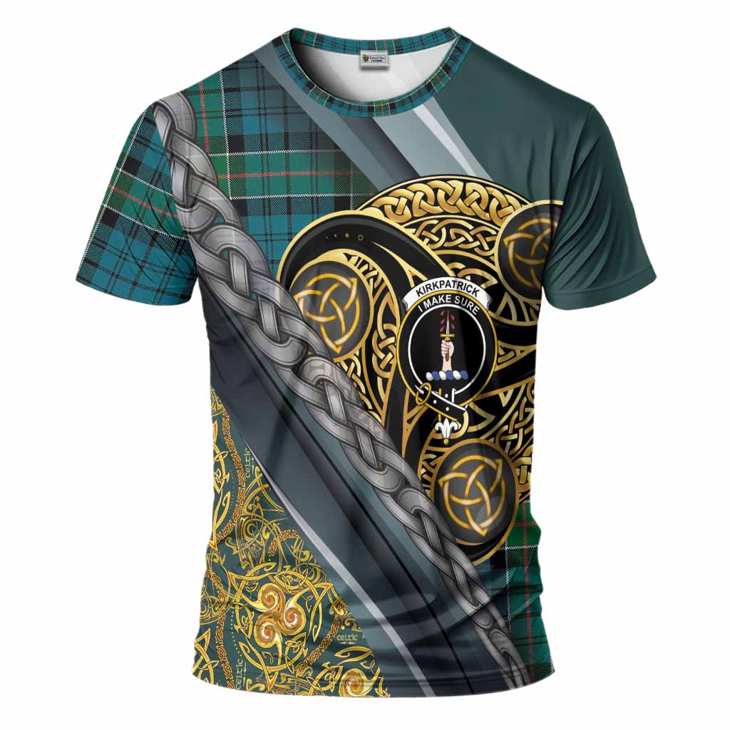 Kirkpatrick Tartan Crest T-Shirt Scottish Triskele Celtic