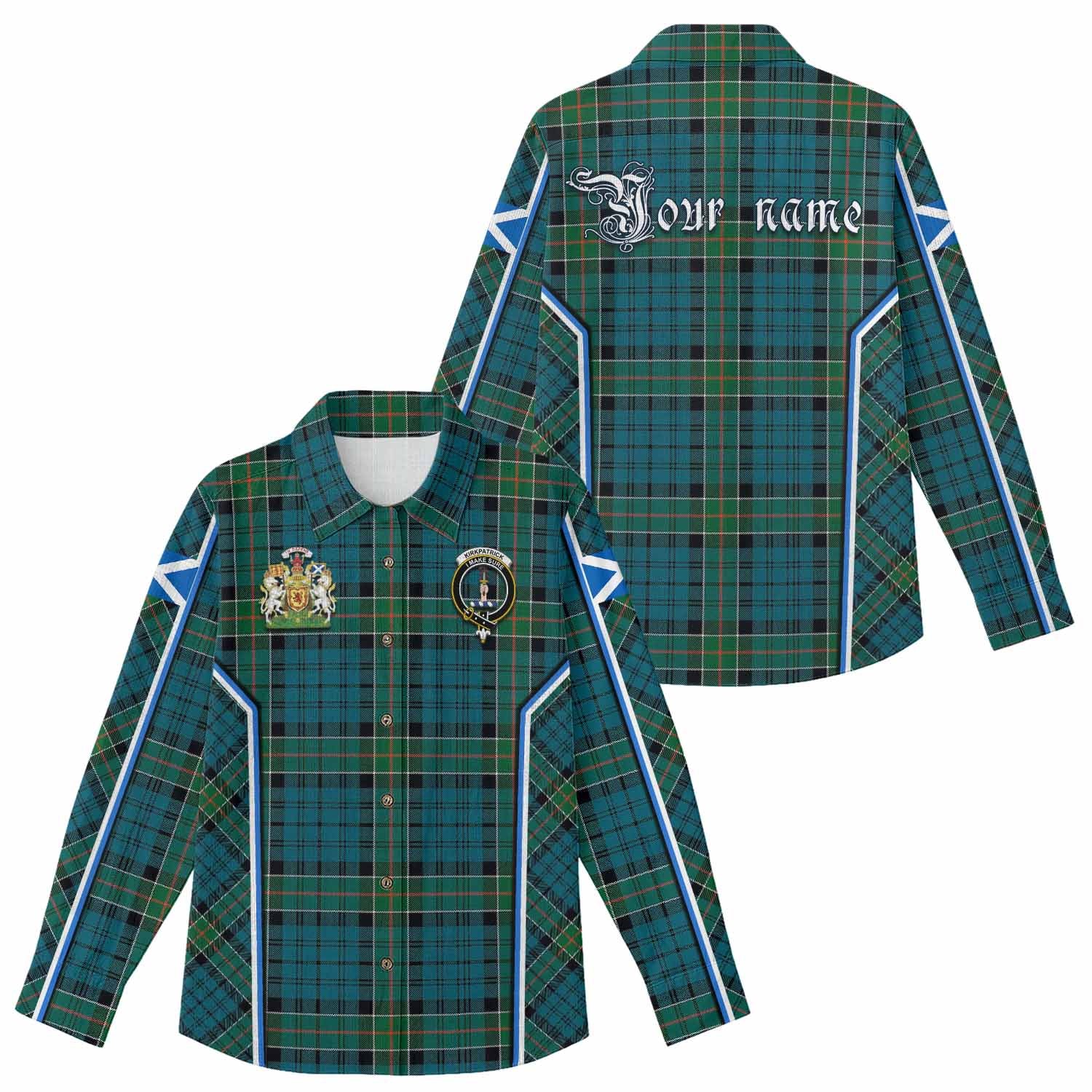 Kirkpatrick Tartan Crest Women Casual Shirt Scotland Coat of Arm Flag Style - Tartan Vibes Clothing