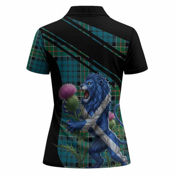 Kirkpatrick Tartan Crest Women Polo Shirt Scottish Lion Rampant Thistle