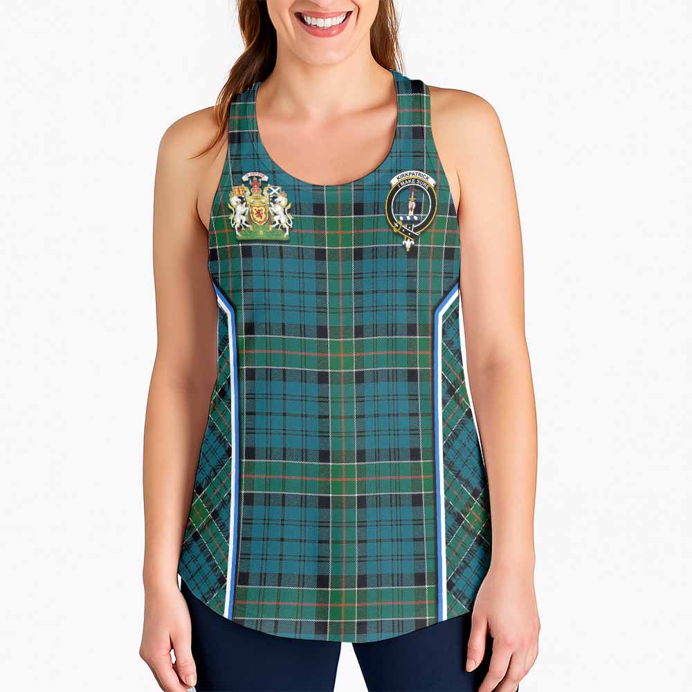 Kirkpatrick Tartan Crest Women Racerback Tanks Scotland Coat of Arm Flag Style - Tartan Vibes Clothing