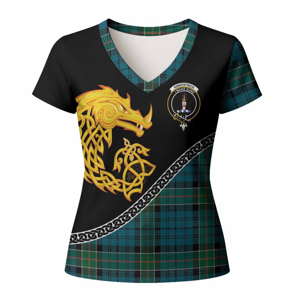 Kirkpatrick Tartan Crest Women T shirt Legendary Dragon Knot Half Style