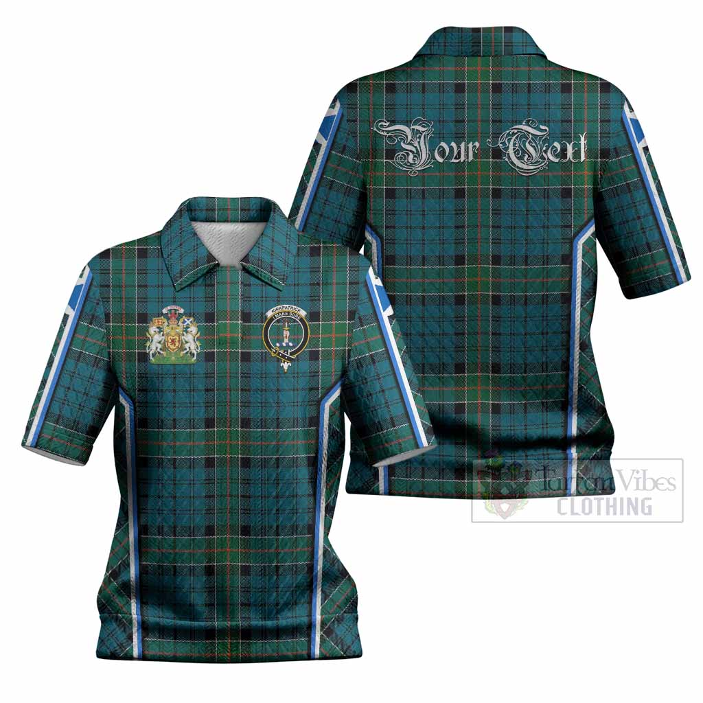 Kirkpatrick Tartan Crest Women’s Polo Sweater Top Scotland Coat of Arm Flag Style