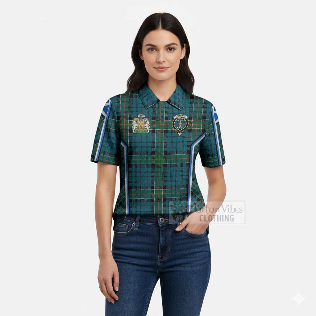 Kirkpatrick Tartan Crest Women’s Polo Sweater Top Scotland Coat of Arm Flag Style