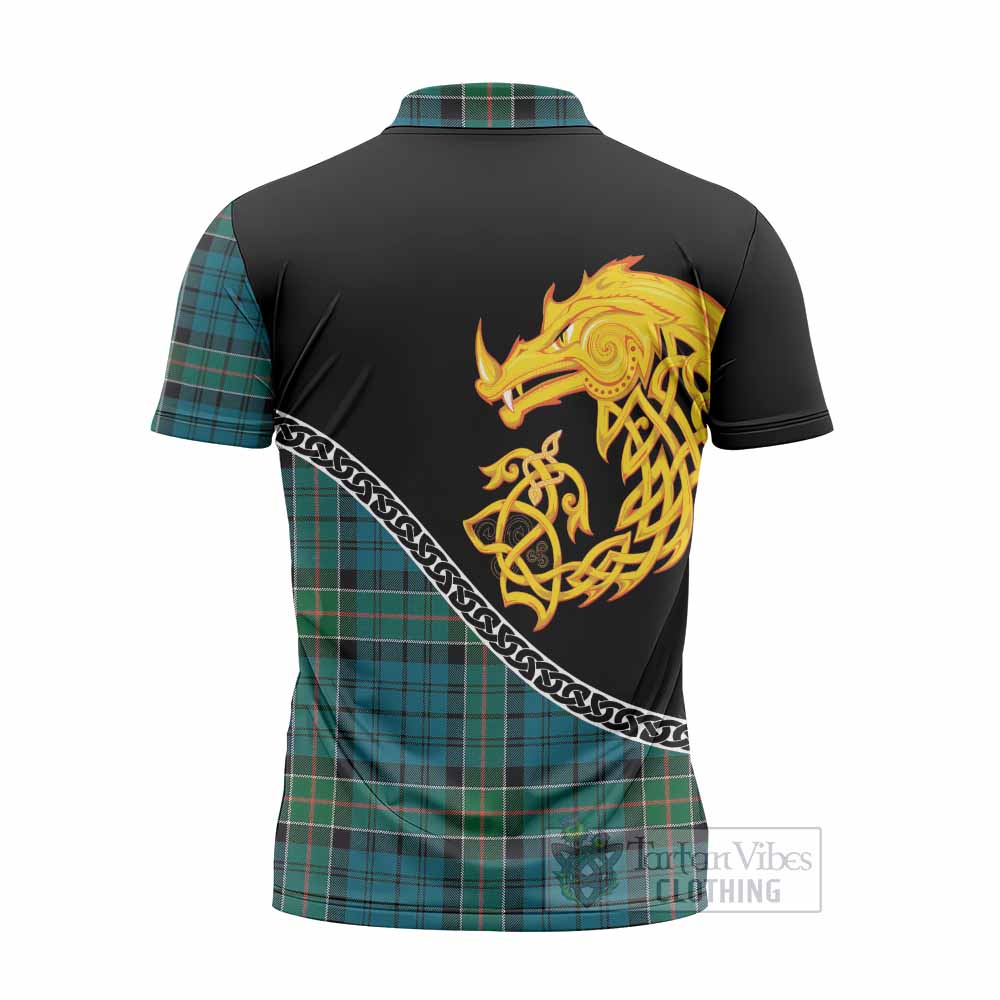 Kirkpatrick Tartan Crest Zipper Polo Shirt Legendary Dragon Knot Half Style