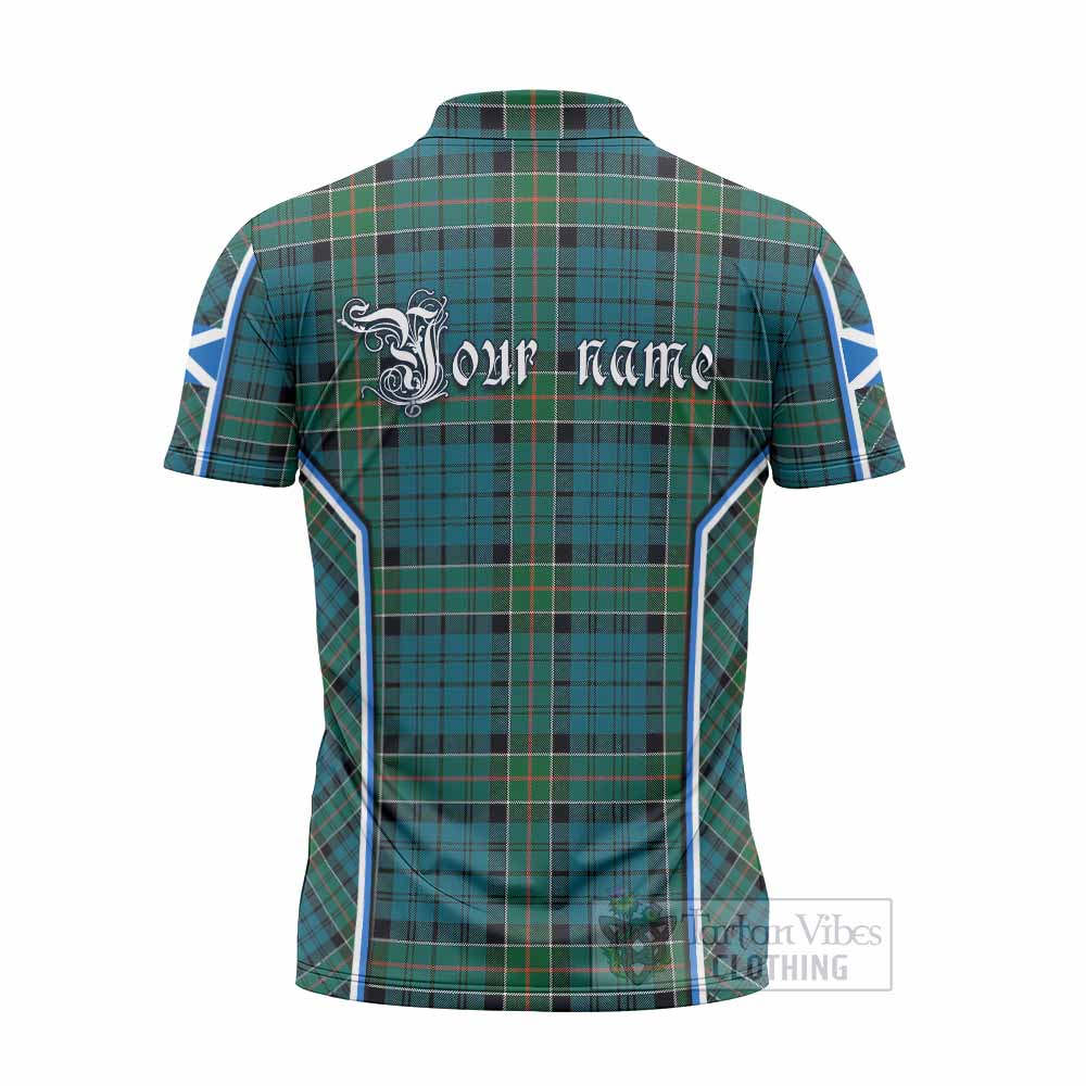 Kirkpatrick Tartan Crest Zipper Polo Shirt Scotland Coat of Arm Flag Style - Tartan Vibes Clothing