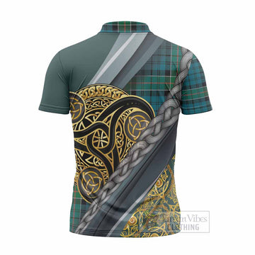 Kirkpatrick Tartan Crest Zipper Polo Shirt Scottish Triskele Celtic