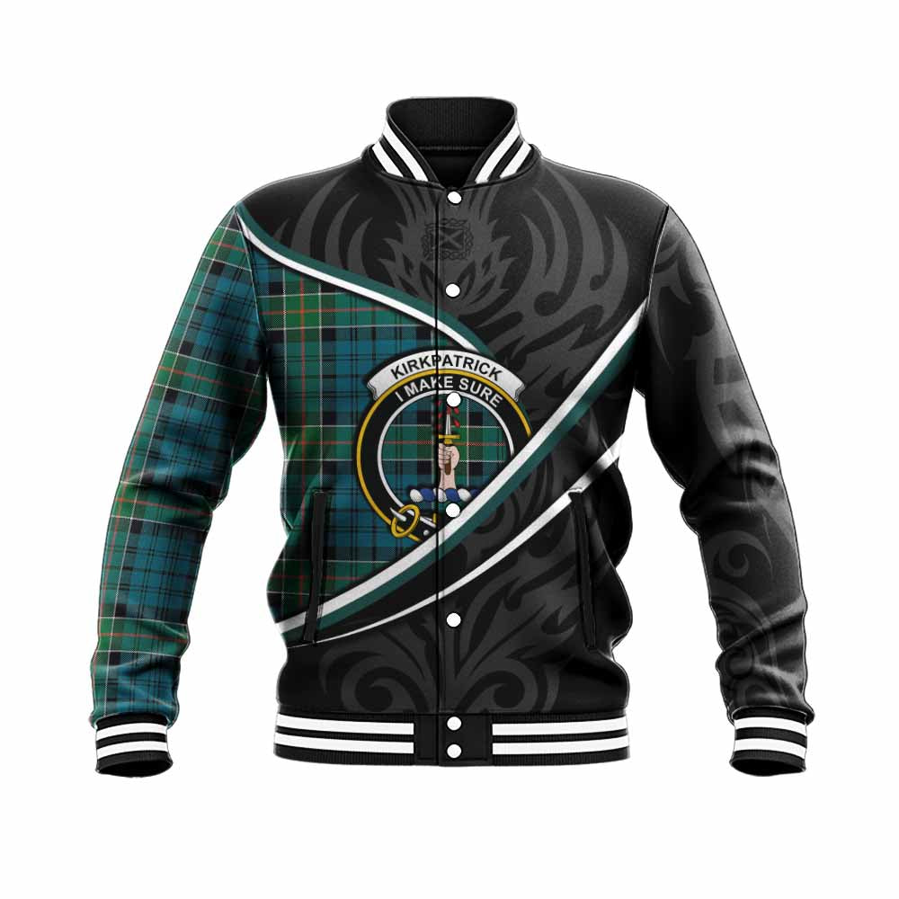 Kirkpatrick Tartan Family Crest Baseball Jacket Celtic Scottish Thistle Floral - Tartan Vibes Clothing