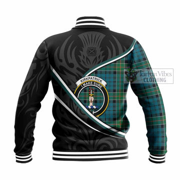 Kirkpatrick Tartan Family Crest Baseball Jacket Celtic Scottish Thistle Floral - Tartan Vibes Clothing