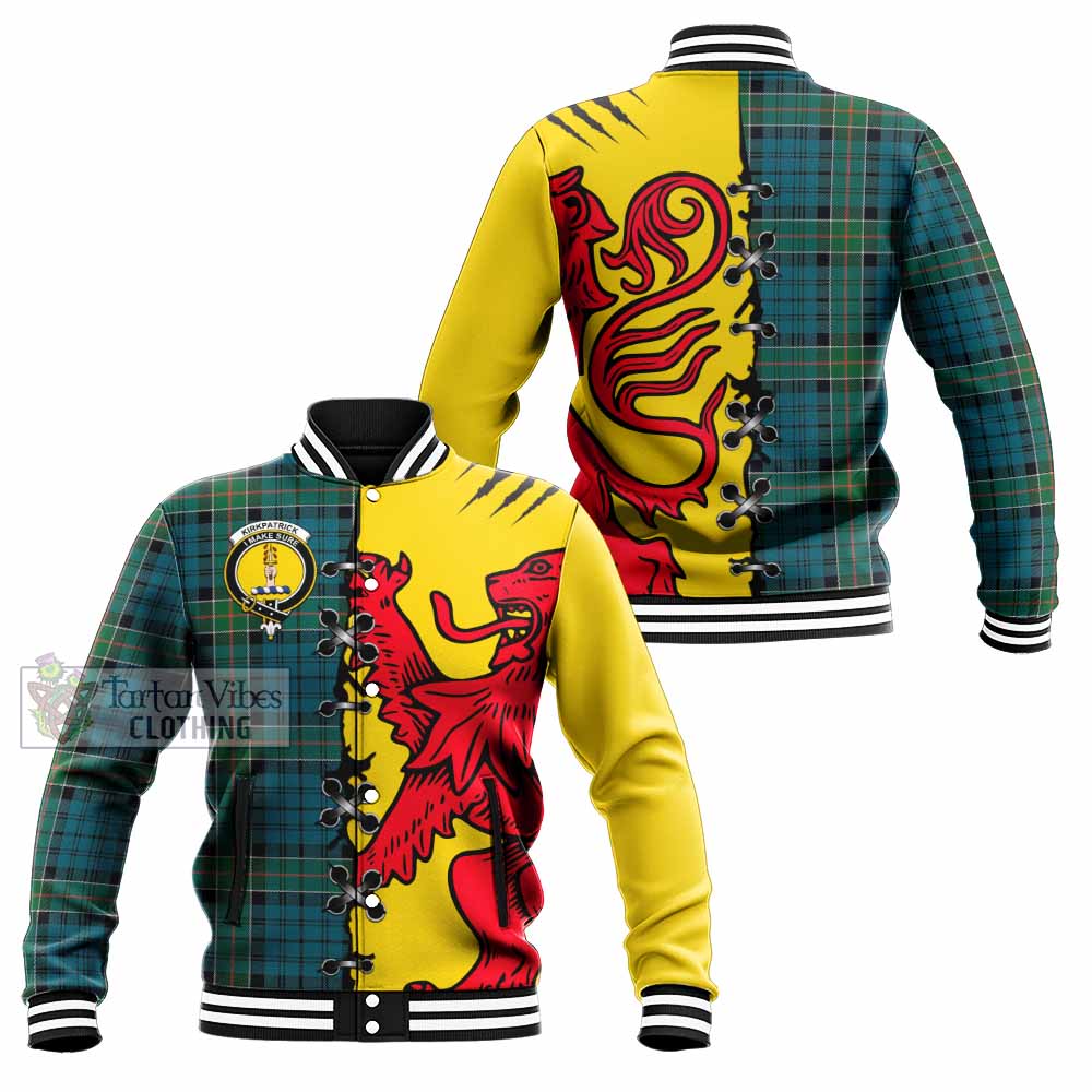 Kirkpatrick Tartan Family Crest Baseball Jacket Lion Rampant Honor - Tartan Vibes Clothing