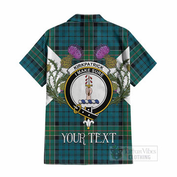 Kirkpatrick Tartan Family Crest Cotton Hawaiian Shirt Scottish Burns Night Thistle Floral