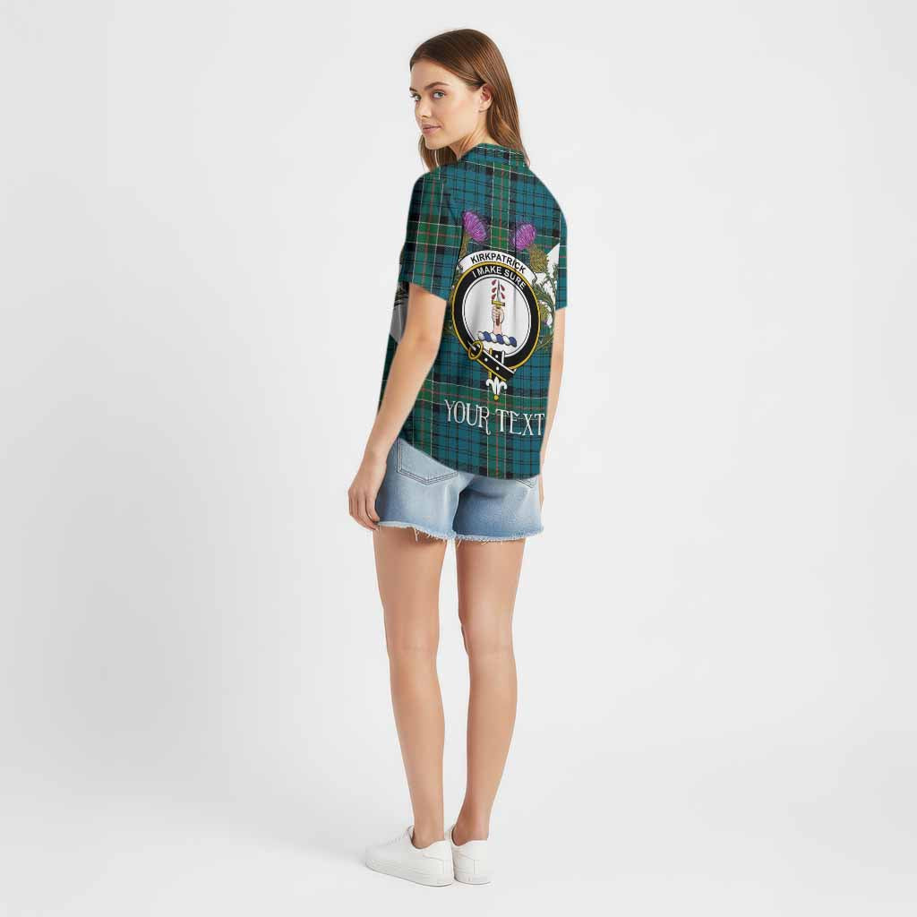 Kirkpatrick Tartan Family Crest Cotton Hawaiian Shirt Scottish Burns Night Thistle Floral