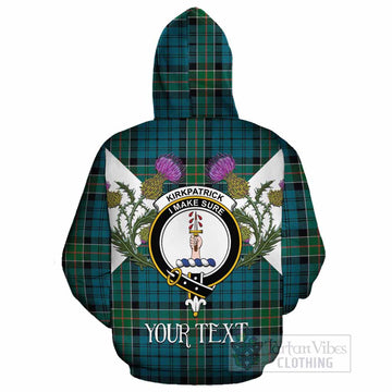Kirkpatrick Tartan Family Crest Cotton Hoodie Scottish Burns Night Thistle Floral