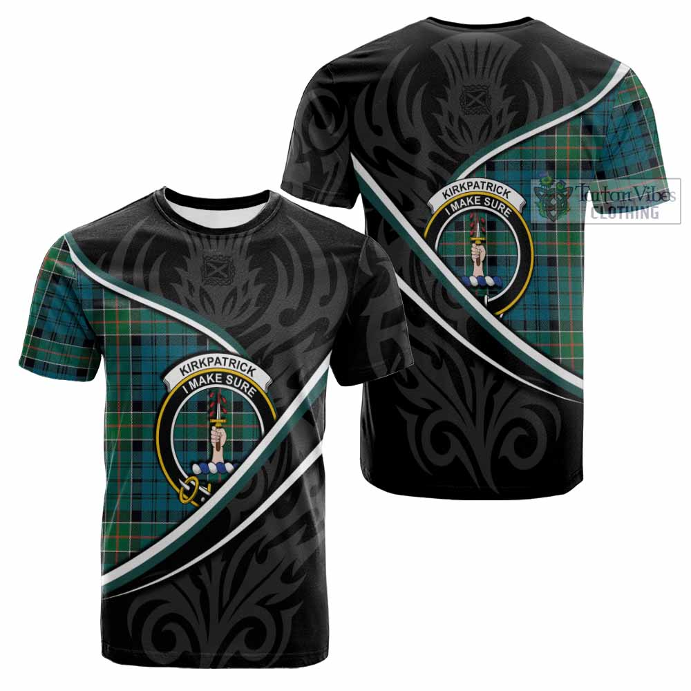 Kirkpatrick Tartan Family Crest Cotton T-shirt Celtic Scottish Thistle Floral - Tartan Vibes Clothing