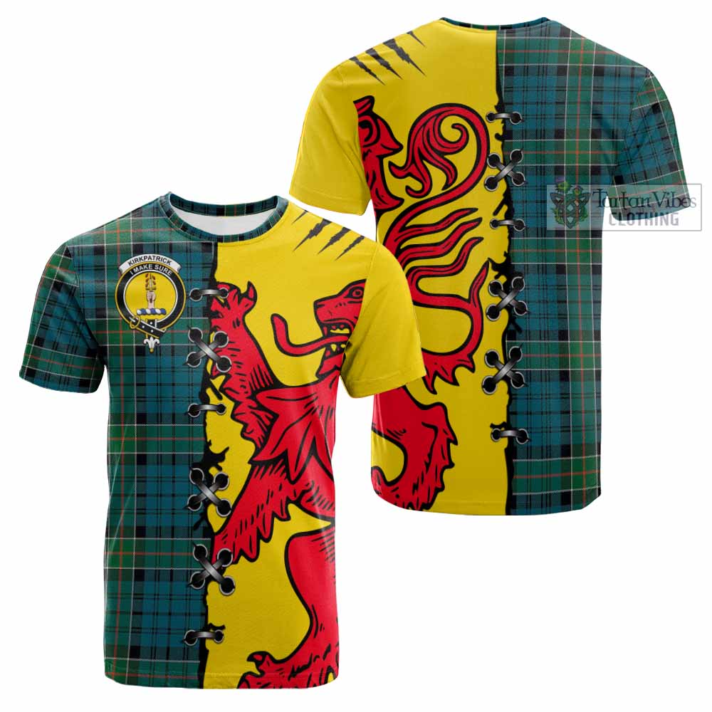 Kirkpatrick Tartan Family Crest Cotton T-shirt Lion Rampant Honor - Tartan Vibes Clothing