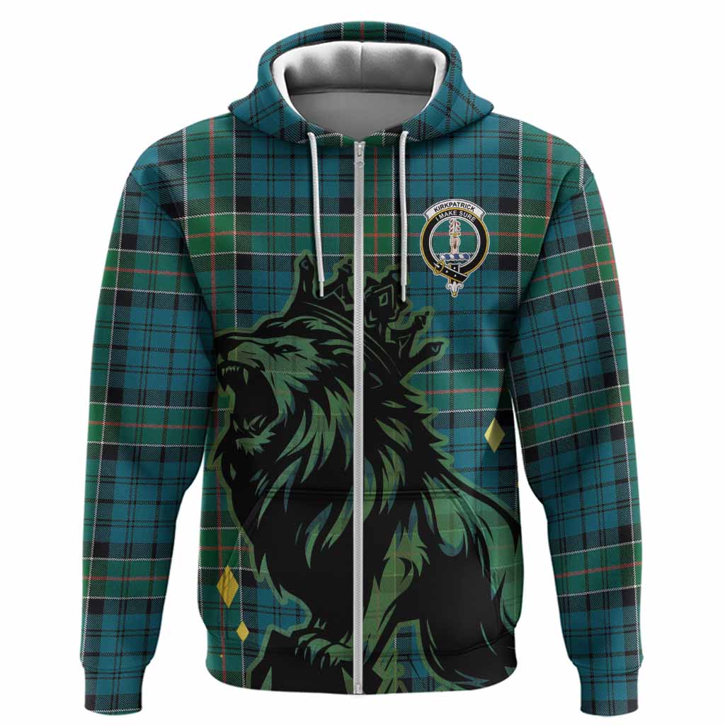 Kirkpatrick Tartan Family Crest Hoodie Crowned Lion Roaring