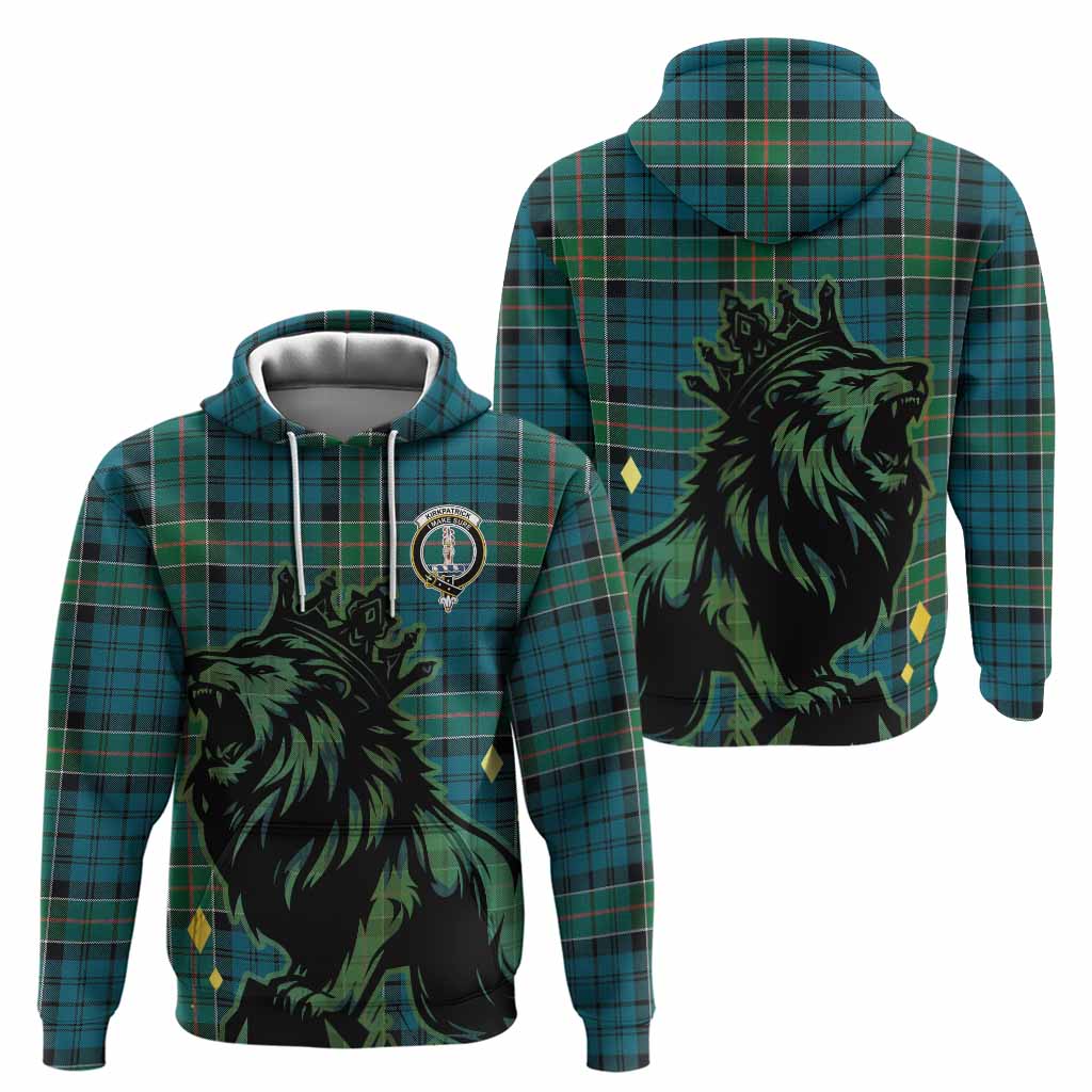 Kirkpatrick Tartan Family Crest Hoodie Crowned Lion Roaring