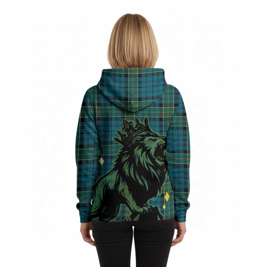 Kirkpatrick Tartan Family Crest Hoodie Crowned Lion Roaring