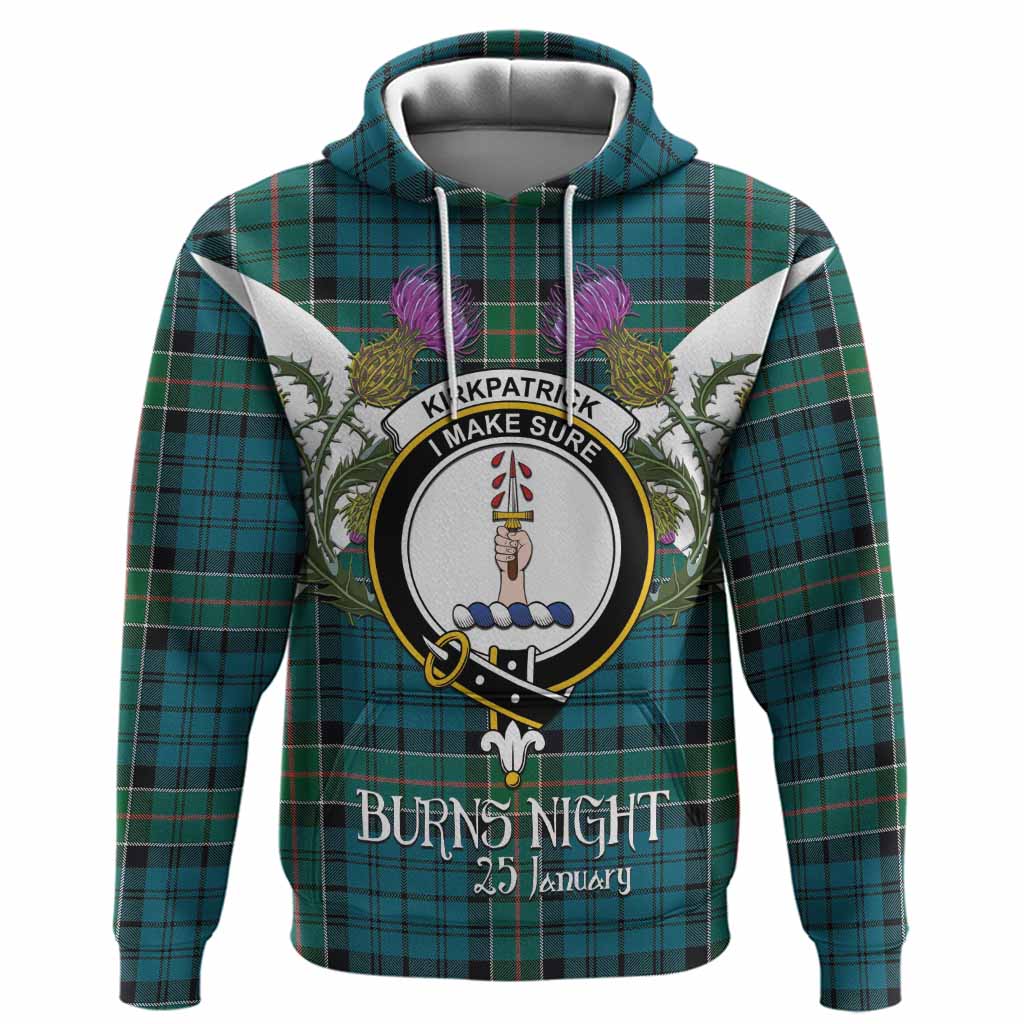 Kirkpatrick Tartan Family Crest Hoodie Scottish Burns Night Thistle Floral