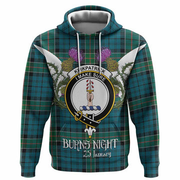 Kirkpatrick Tartan Family Crest Hoodie Scottish Burns Night Thistle Floral