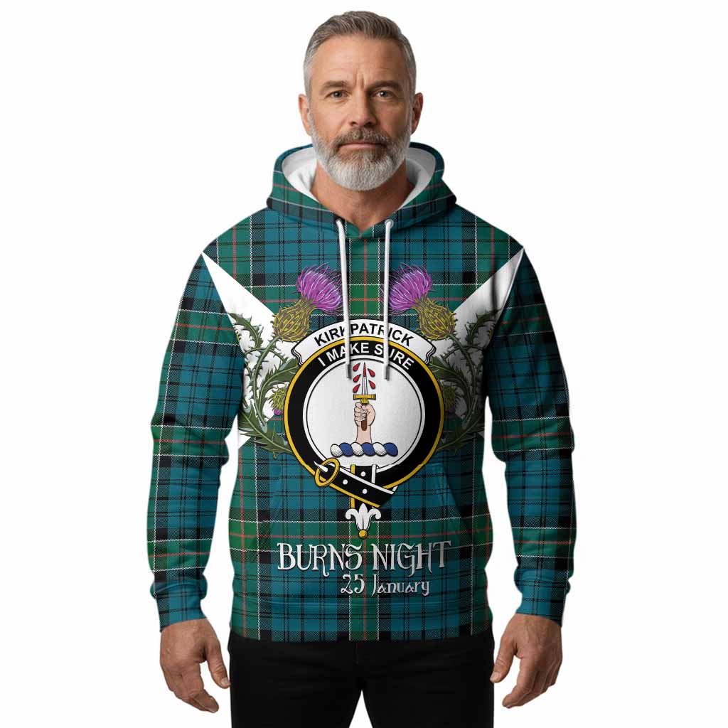 Kirkpatrick Tartan Family Crest Hoodie Scottish Burns Night Thistle Floral