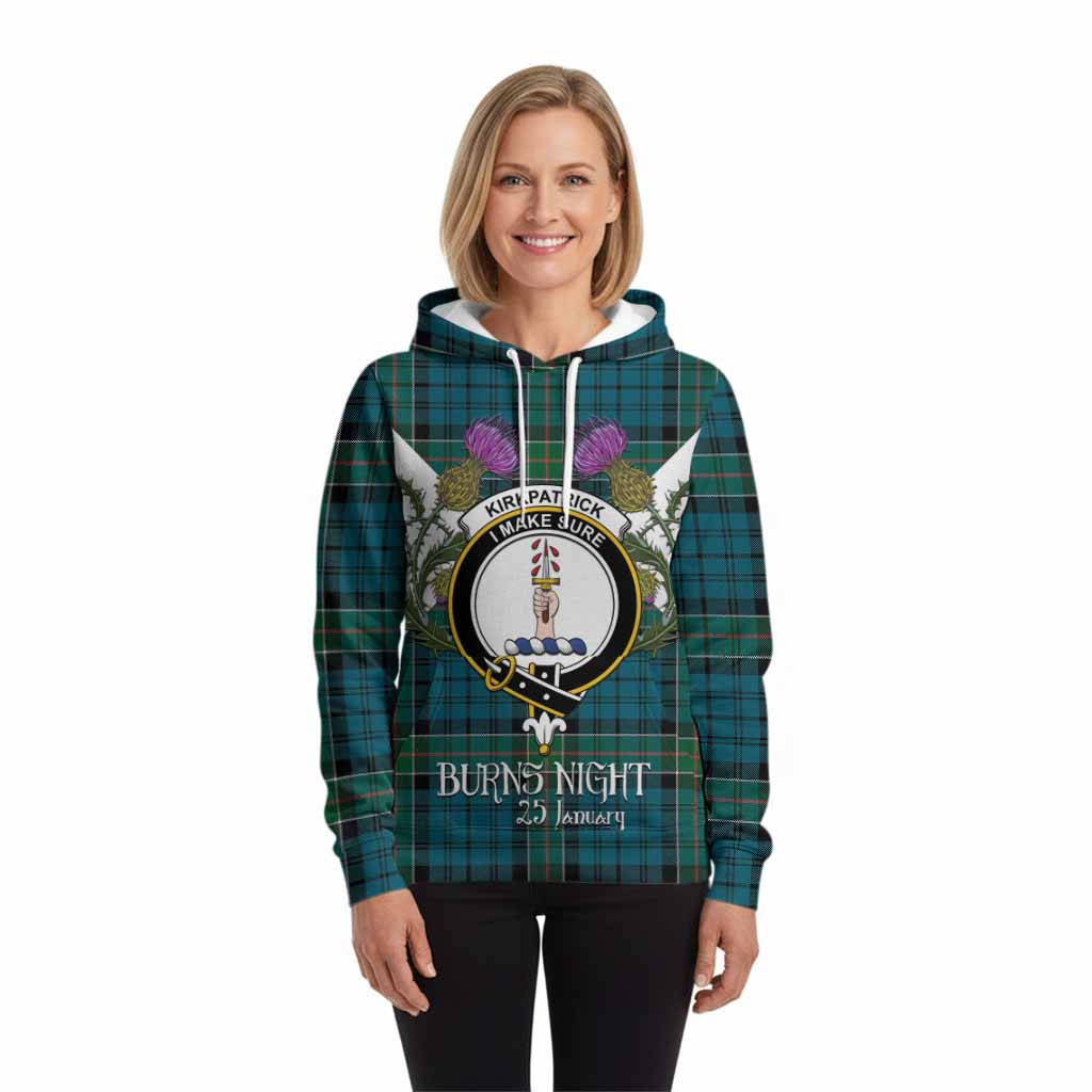 Kirkpatrick Tartan Family Crest Hoodie Scottish Burns Night Thistle Floral