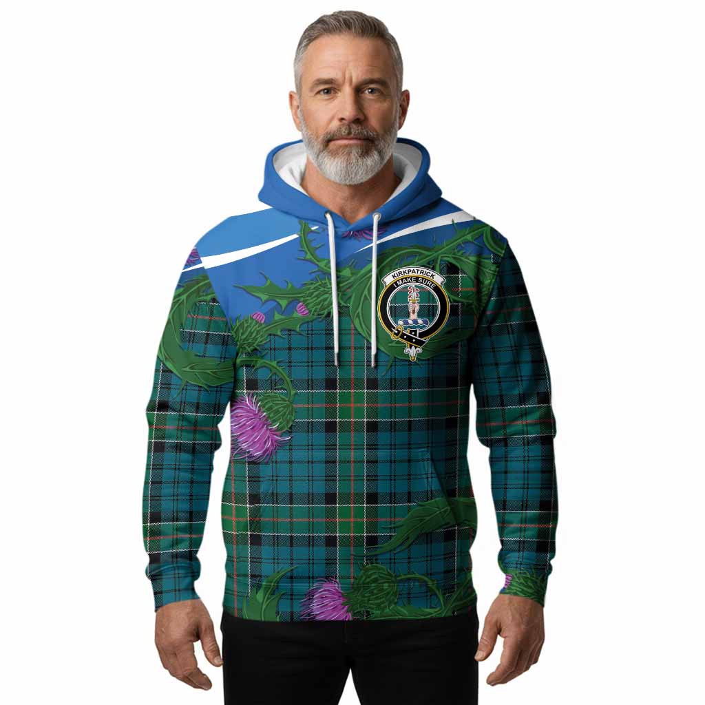 Kirkpatrick Tartan Family Crest Hoodie Thistle in Minimalism