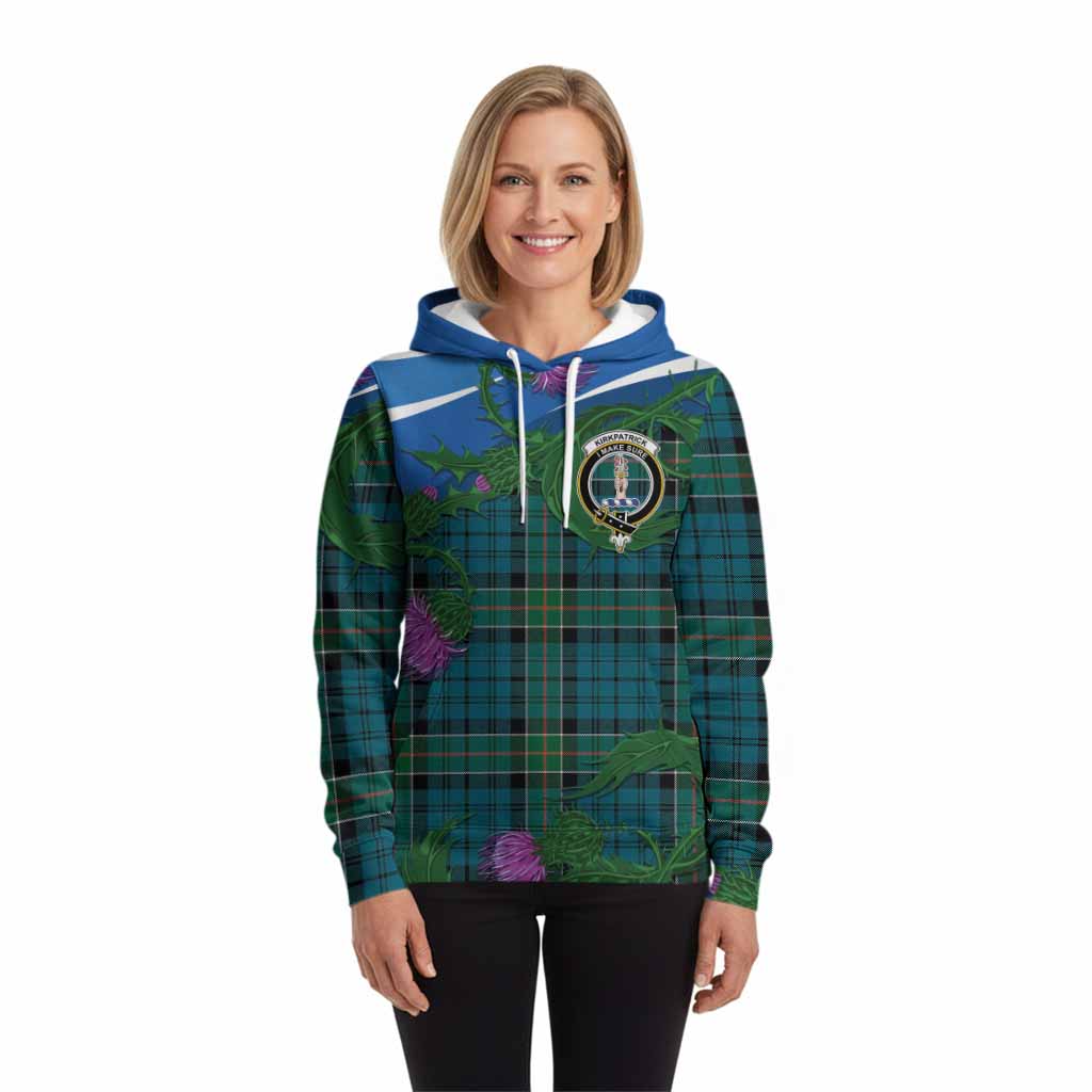 Kirkpatrick Tartan Family Crest Hoodie Thistle in Minimalism