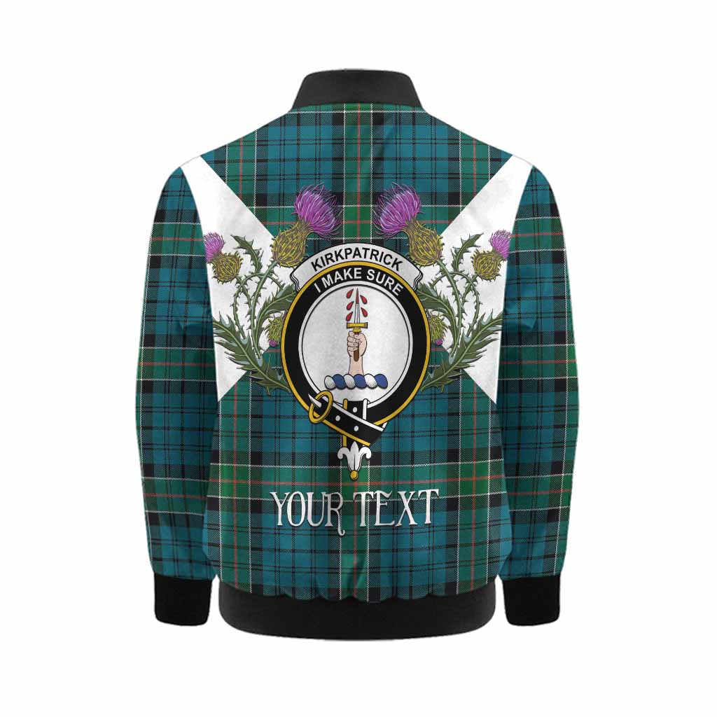 Kirkpatrick Tartan Family Crest Kid Bomber Jacket Scottish Burns Night Thistle Floral