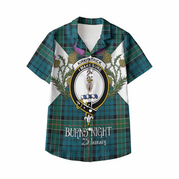 Kirkpatrick Tartan Family Crest Kid Hawaiian Shirt Scottish Burns Night Thistle Floral